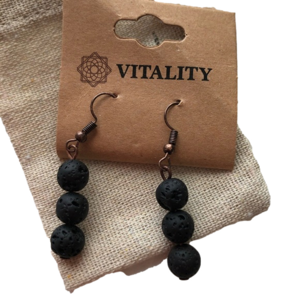 Diffuser Earrings, Bronze, Three Stone